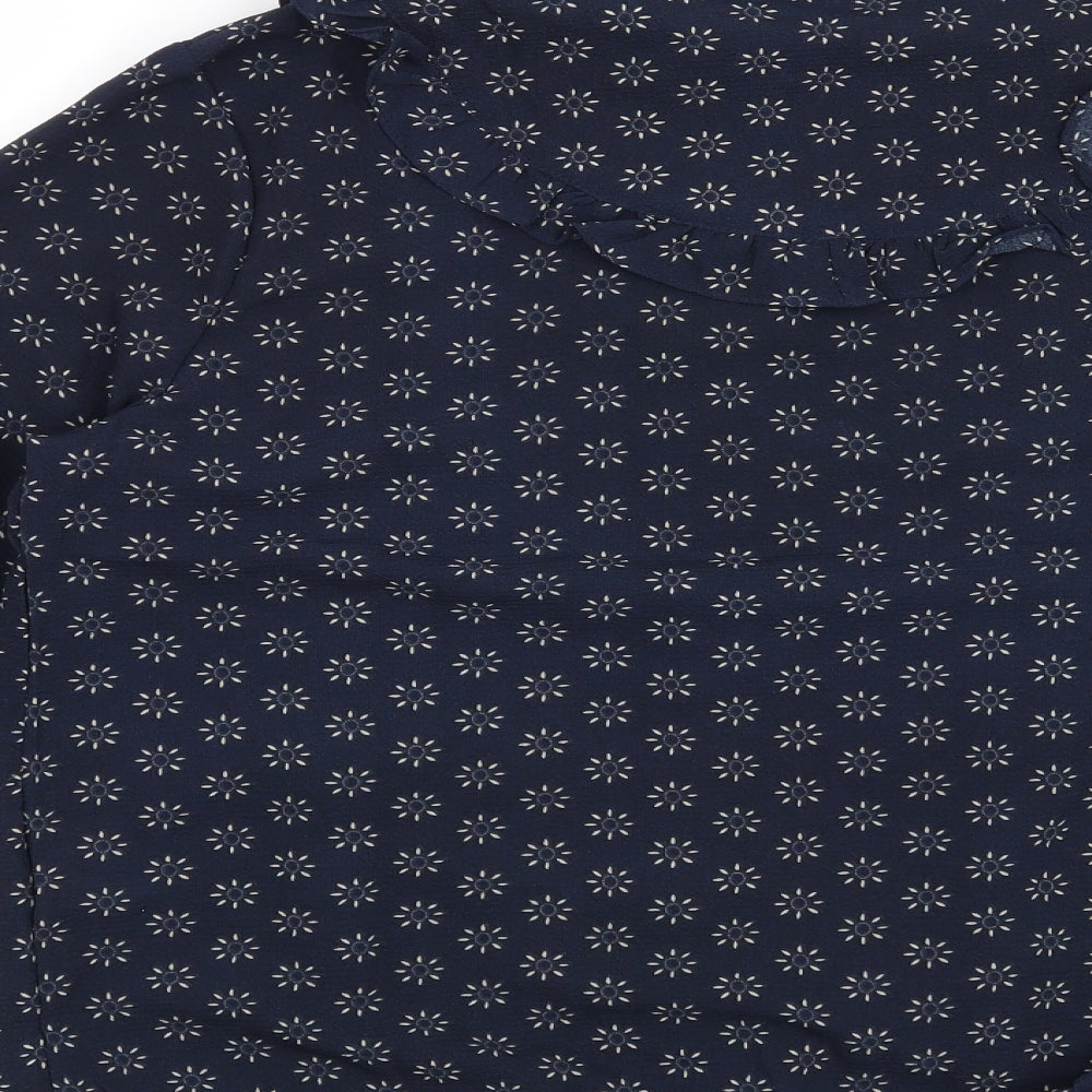 Brave Soul Womens Blue Geometric  Basic Blouse Size L