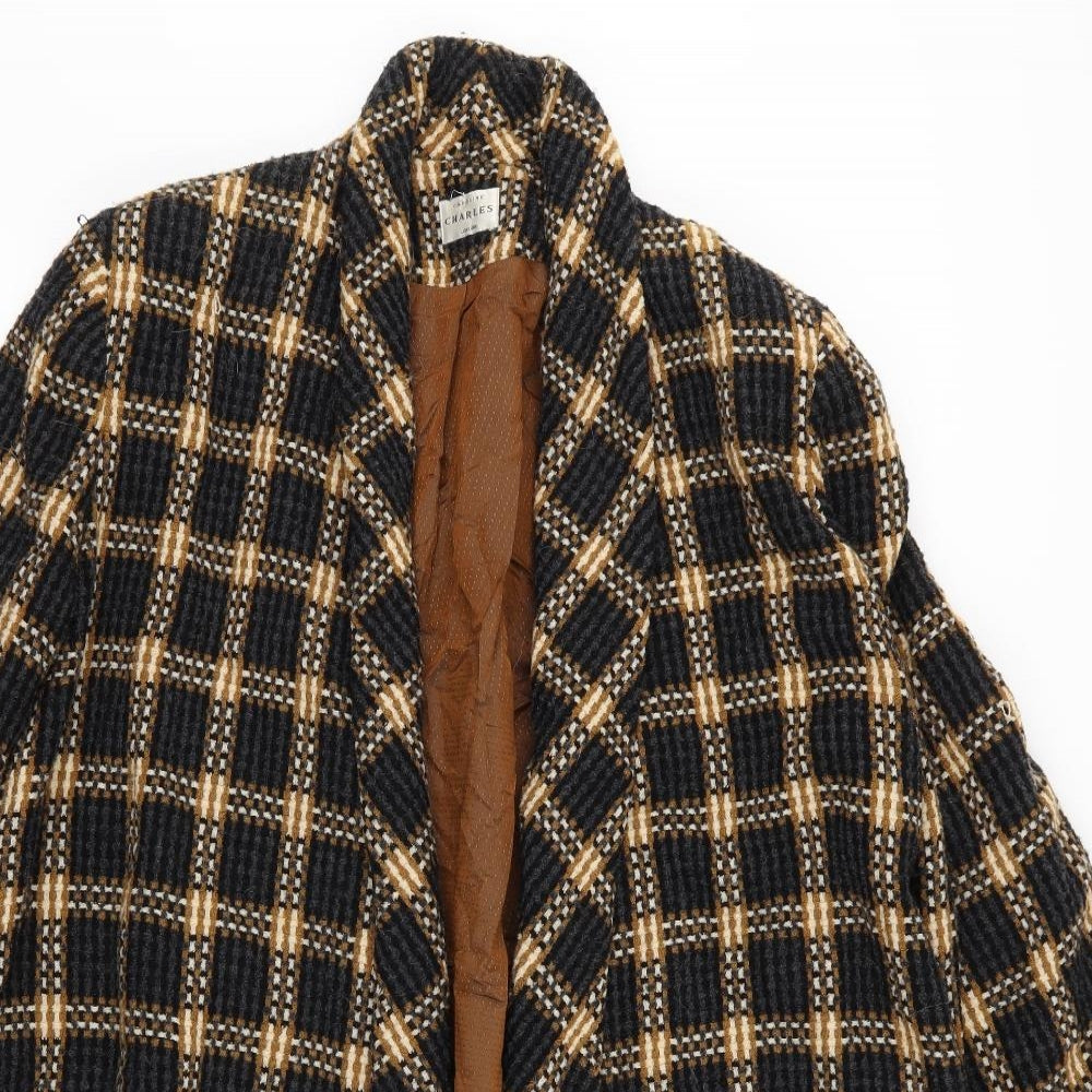 Charles Womens Multicoloured Striped  Overcoat Coat Size 16