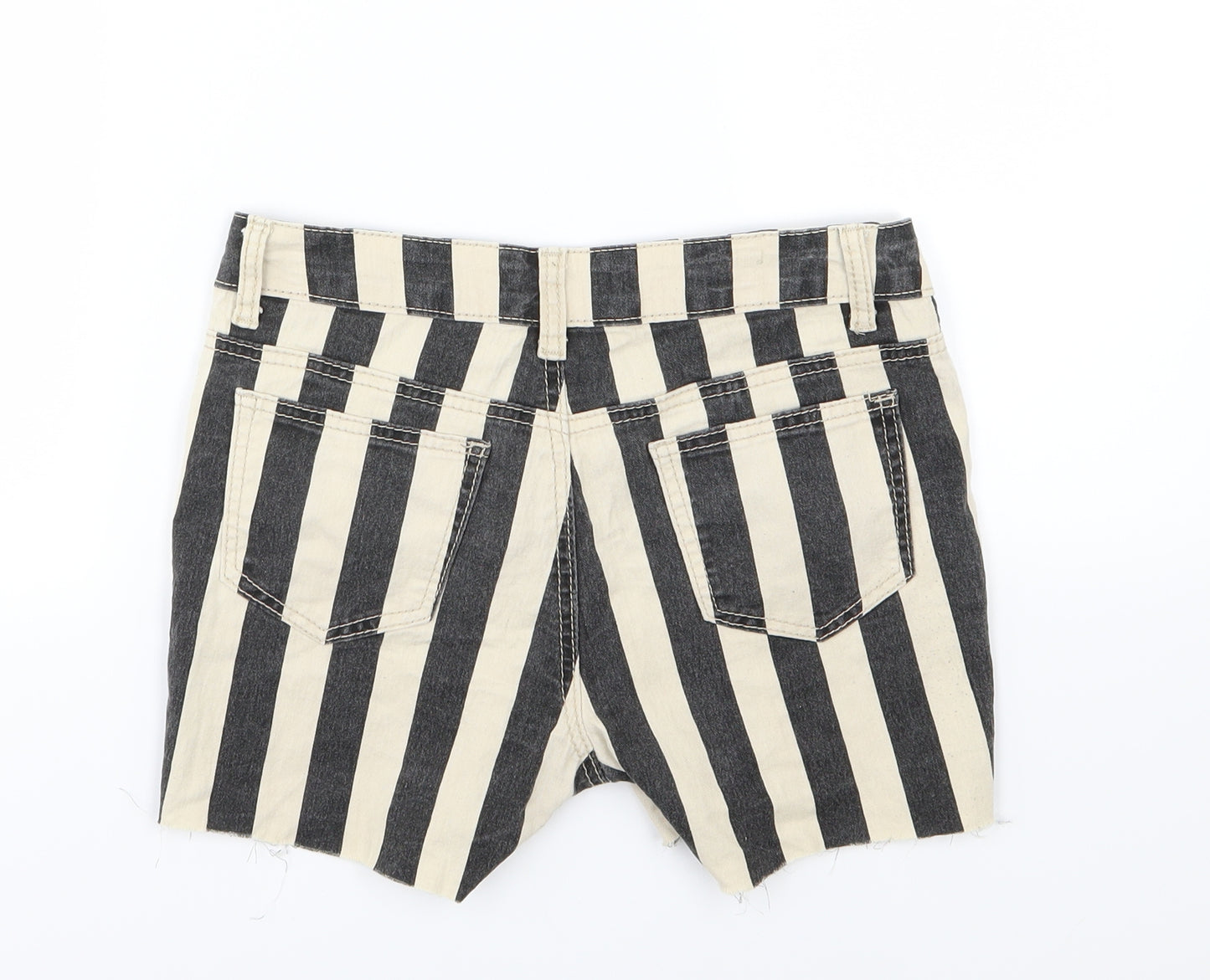 Boohoo Womens Beige Striped Denim Hot Pants Shorts Size 10