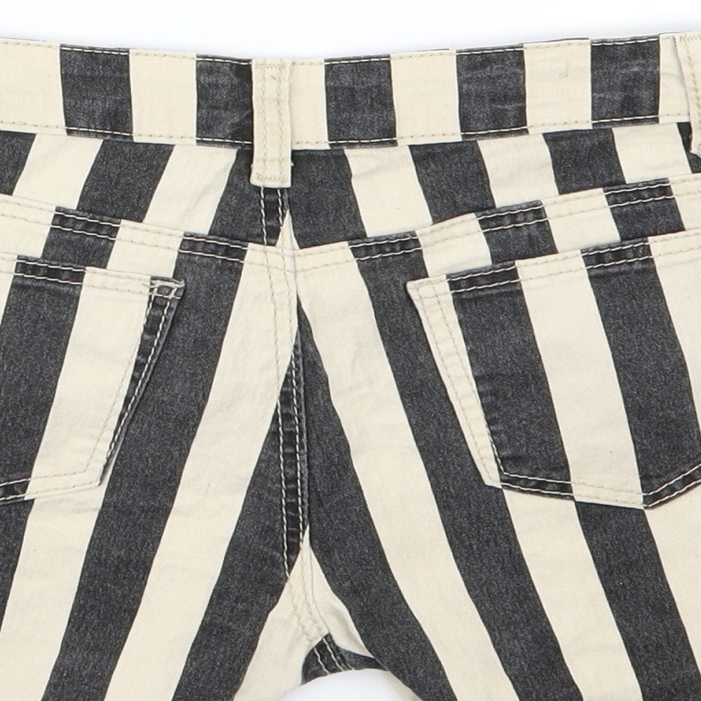 Boohoo Womens Beige Striped Denim Hot Pants Shorts Size 10