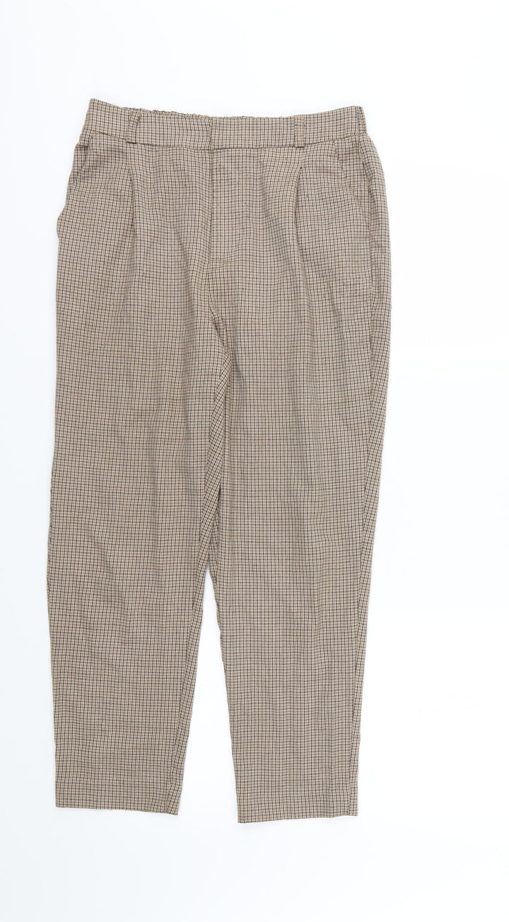 Stradivarius Womens Brown Houndstooth Trousers Size M L24 in