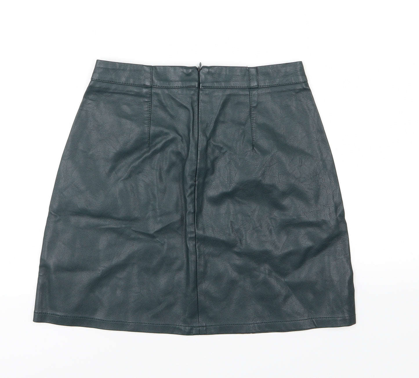 New Look Womens Green   A-Line Skirt Size 8  - Leather Effect