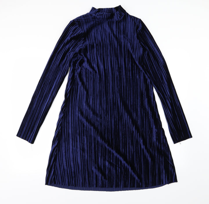 Brave Soul Womens Blue Velour A-Line Size S