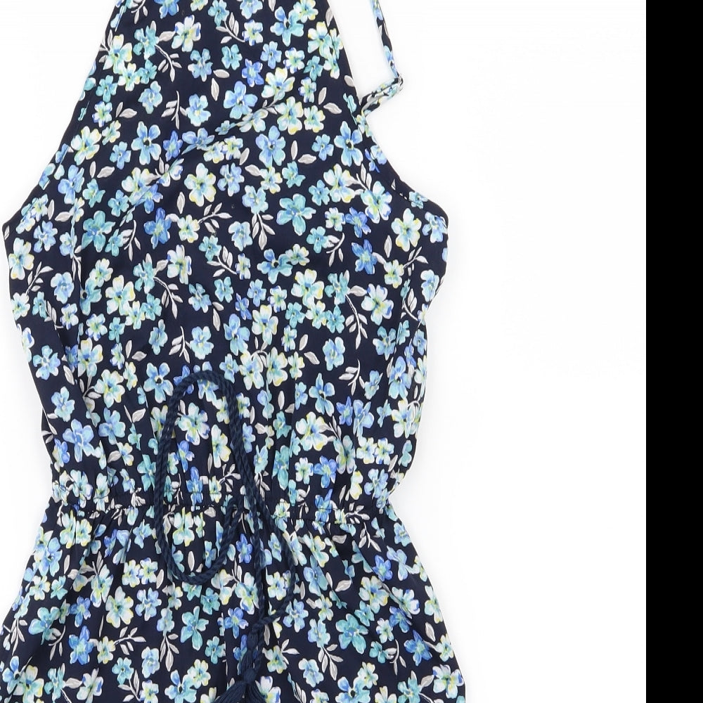 Primark Womens Blue Floral Chiffon A-Line  Size 6