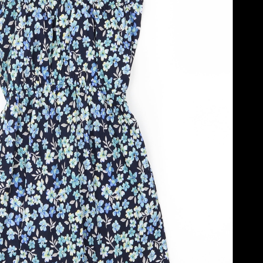 Primark Womens Blue Floral Chiffon A-Line  Size 6