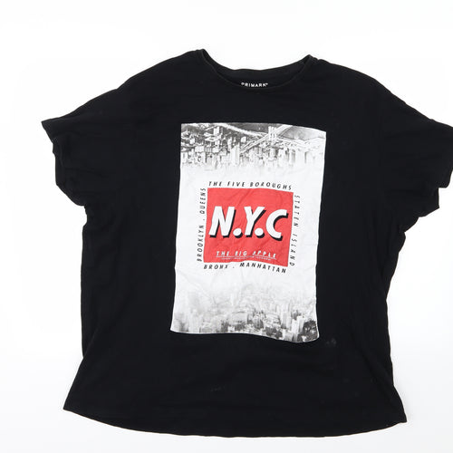 Primark Mens Black  Jersey  T-Shirt Size 2XL  - NYC