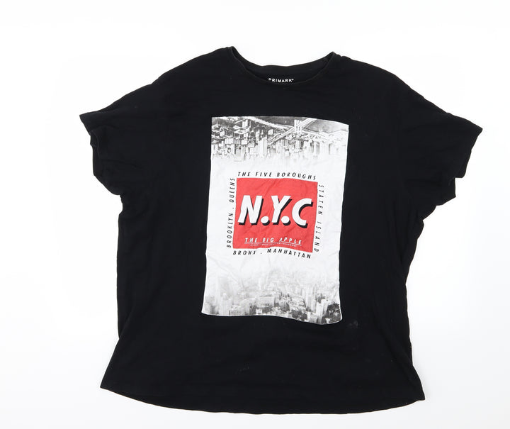 Primark Mens Black Jersey T-Shirt Size 2XL - NYC