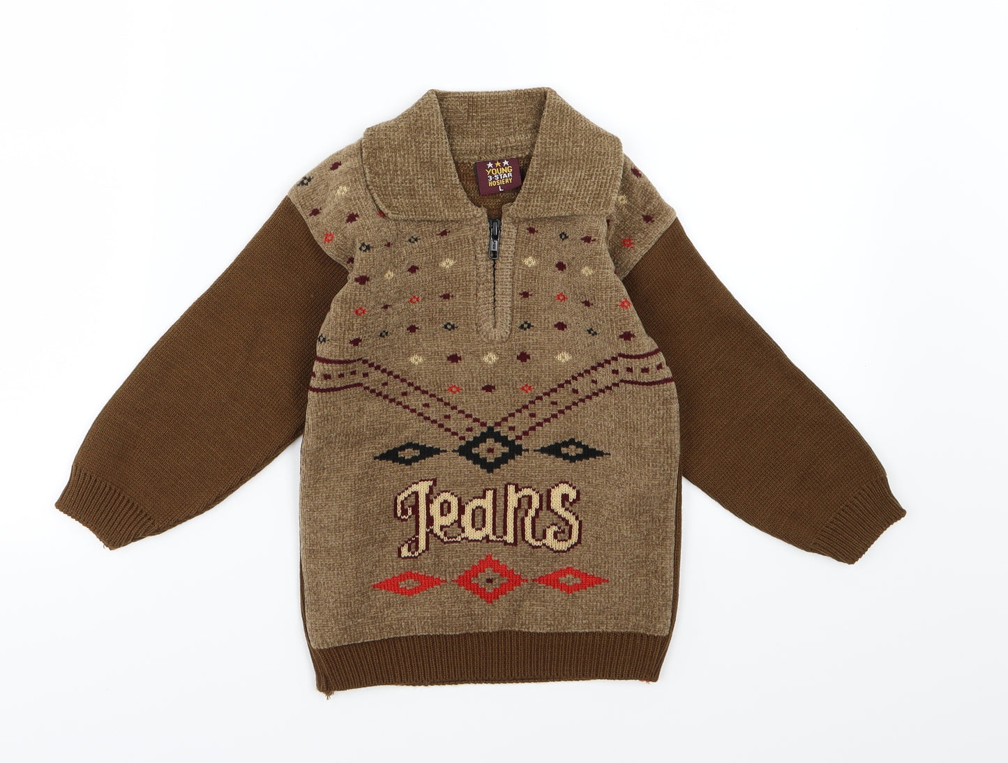 young 3 star Boys Brown  Knit Pullover Jumper Size L