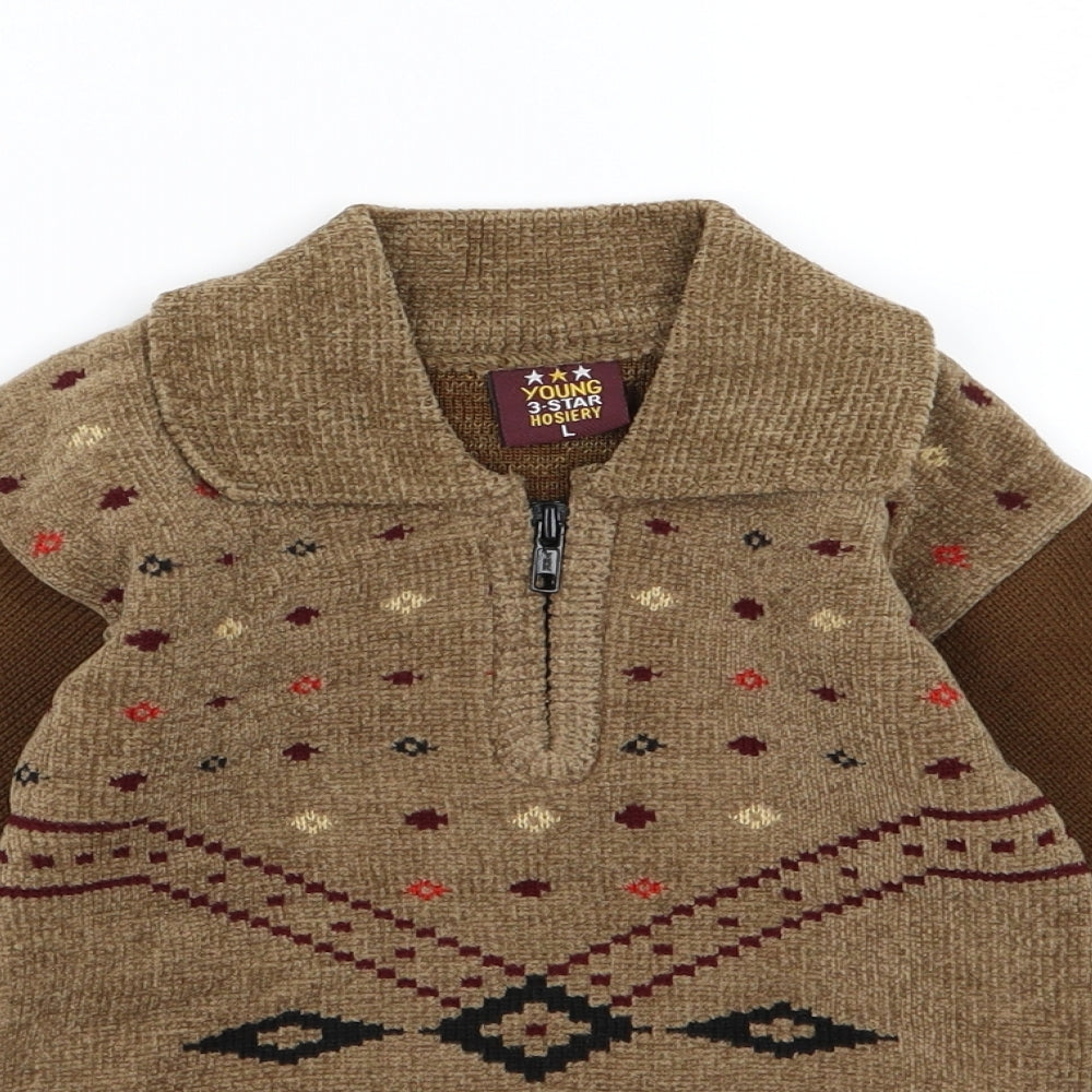 young 3 star Boys Brown  Knit Pullover Jumper Size L