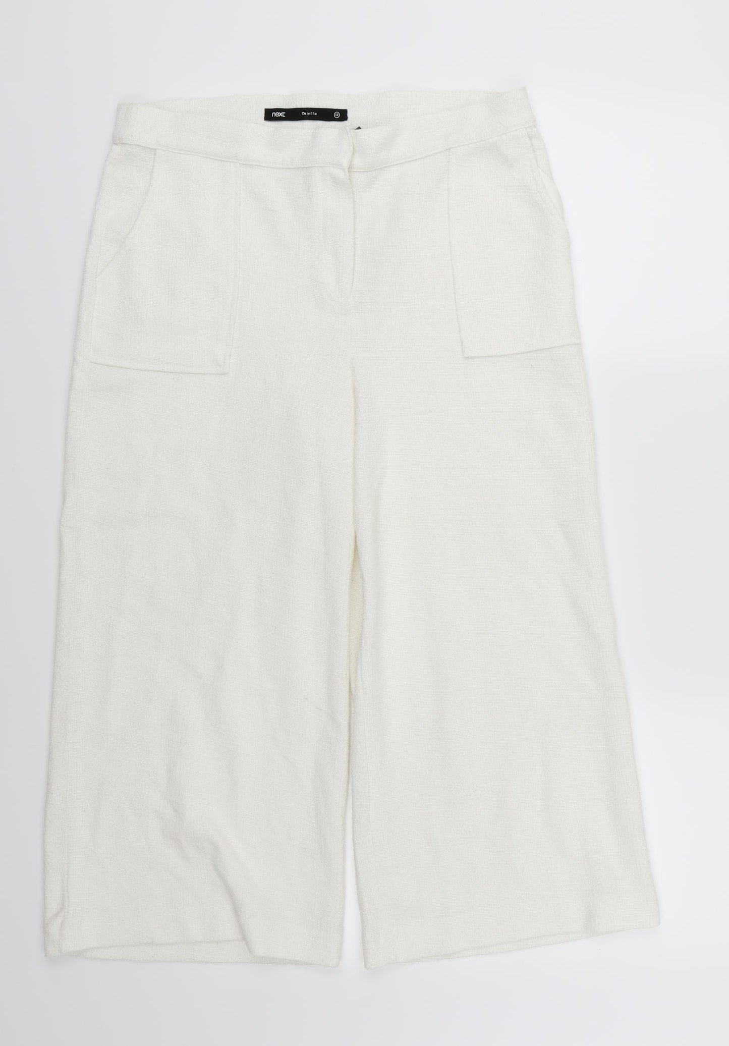 NEXT Womens Ivory   Cropped Trousers Size 12 L22 in - Cullotte