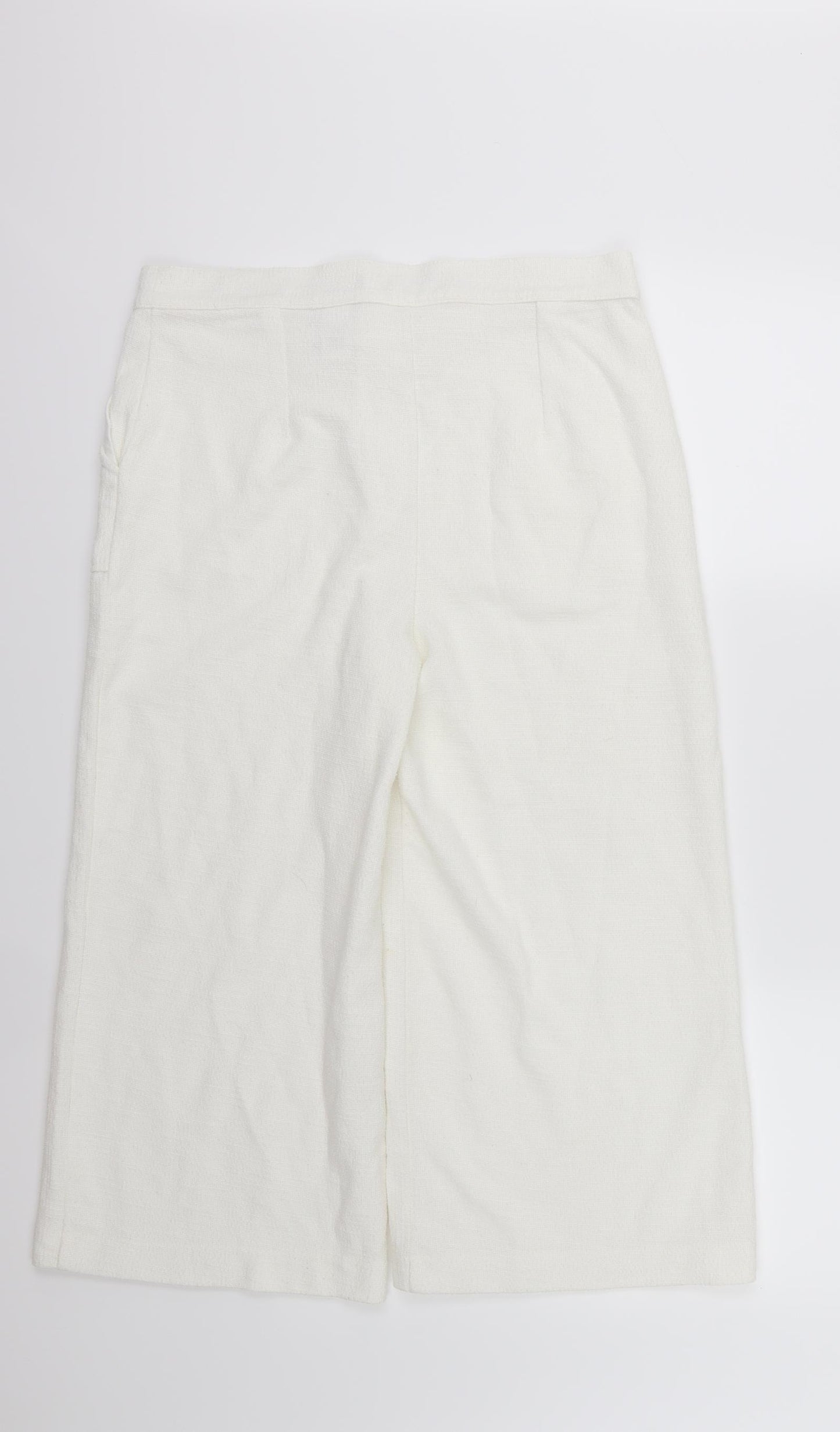 NEXT Womens Ivory   Cropped Trousers Size 12 L22 in - Cullotte