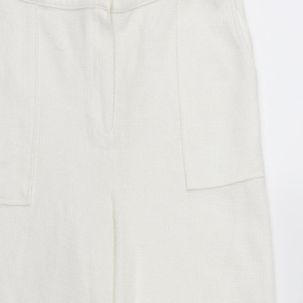 NEXT Womens Ivory   Cropped Trousers Size 12 L22 in - Cullotte