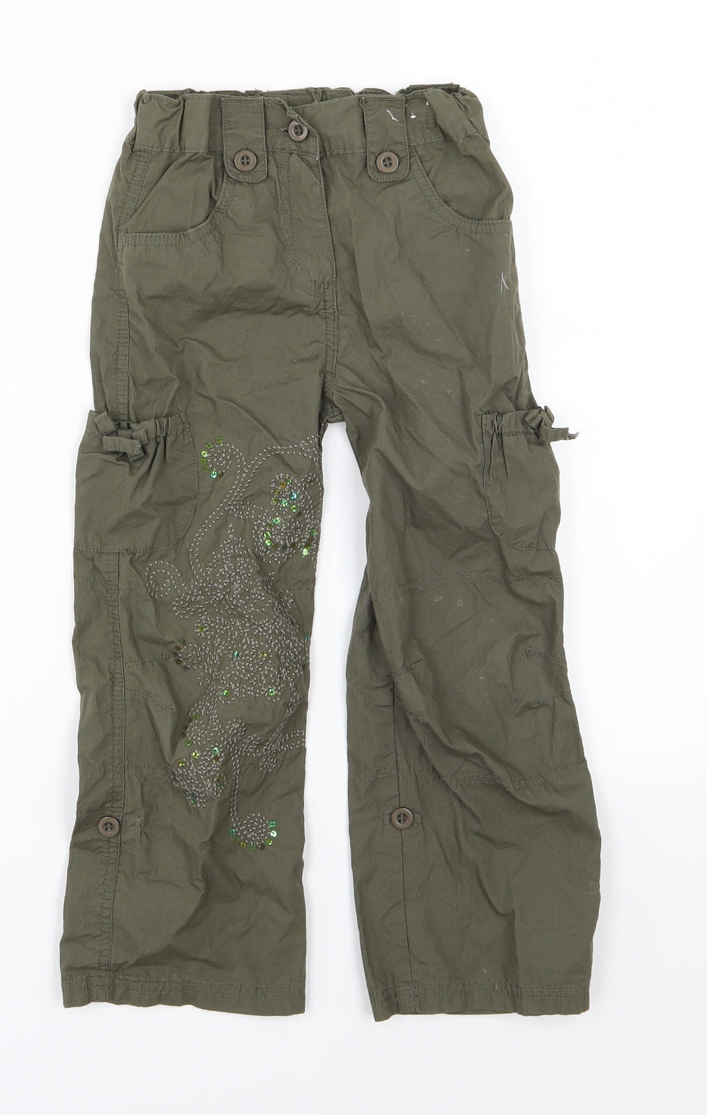 Adams Girls Green   Cargo Trousers Size 6 Years