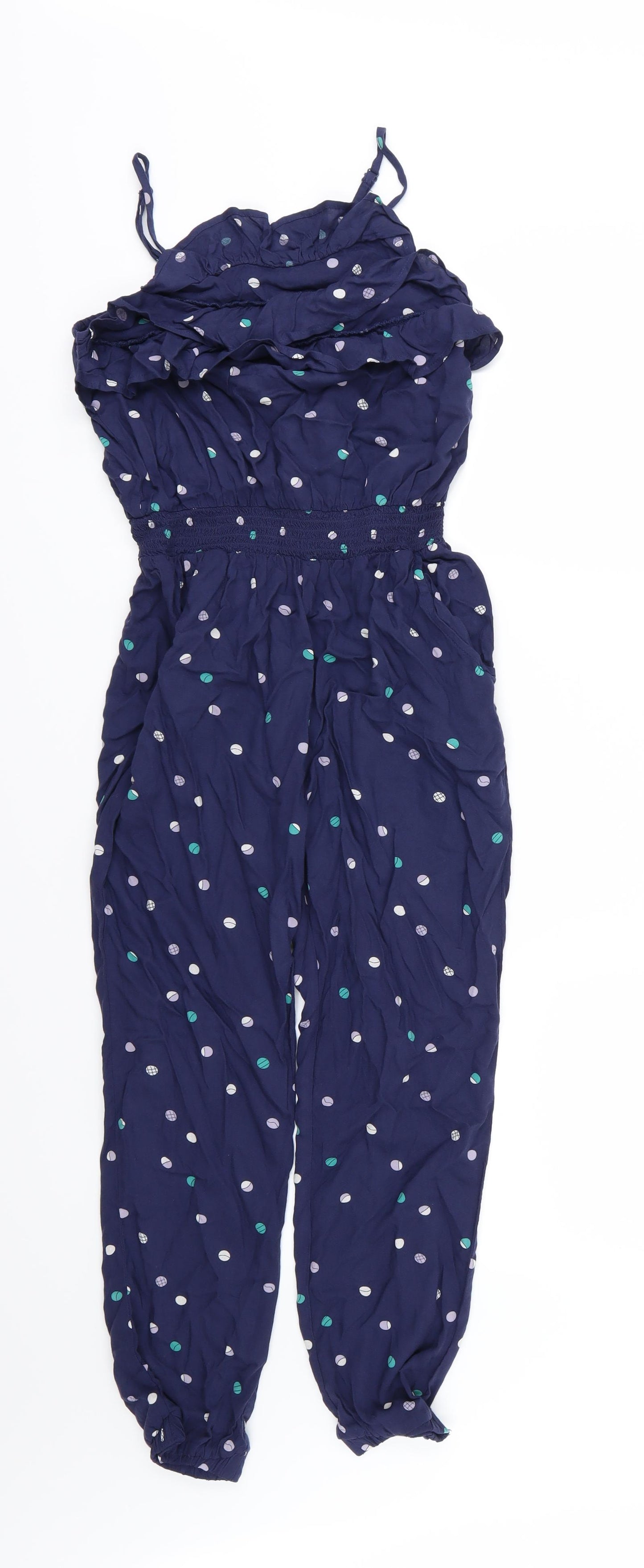 Marks and Spencer Girls Blue Polka Dot  Jumpsuit One-Piece Size 11-12 Years