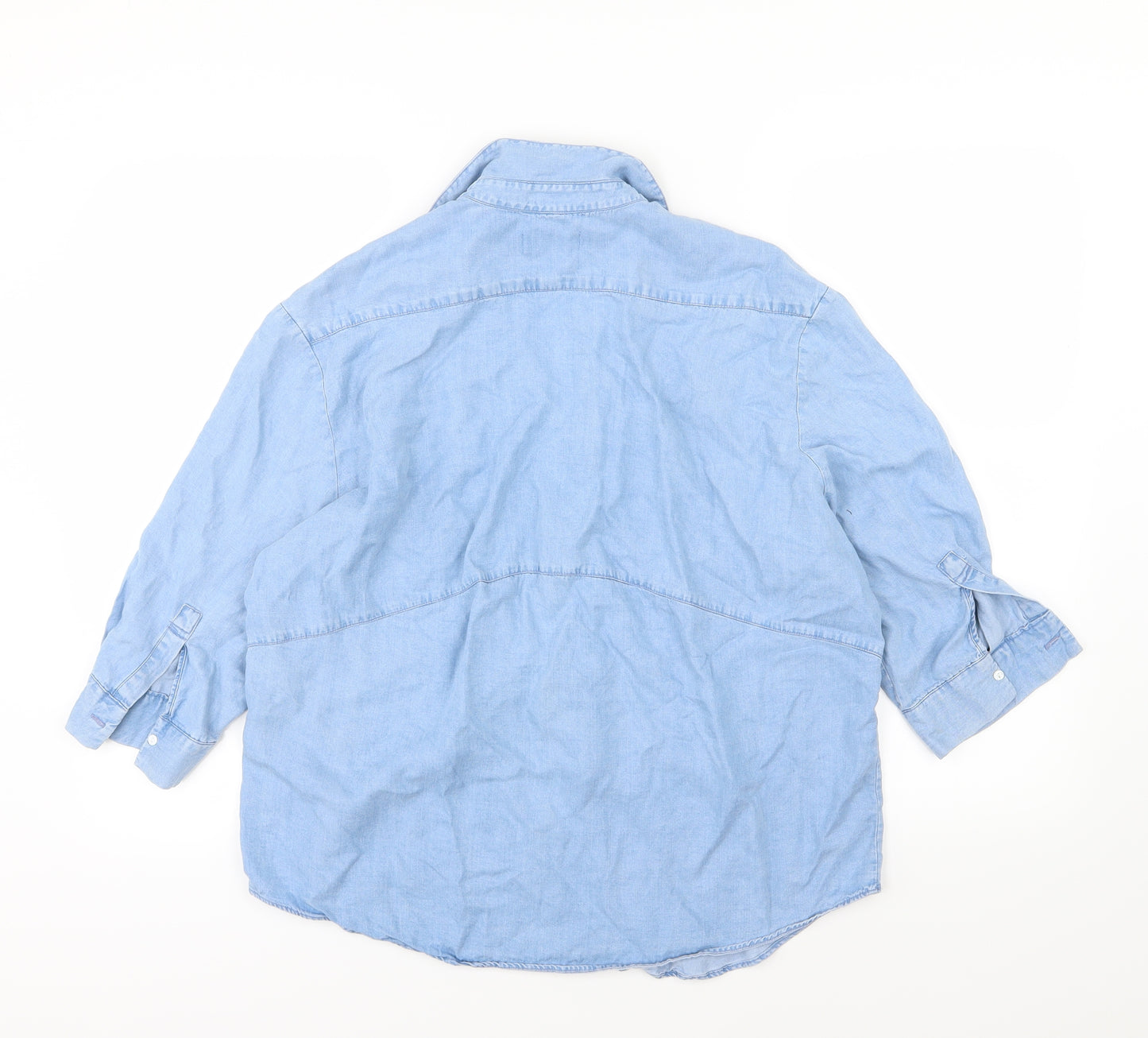 Zara Womens Blue  Denim Basic T-Shirt Size M