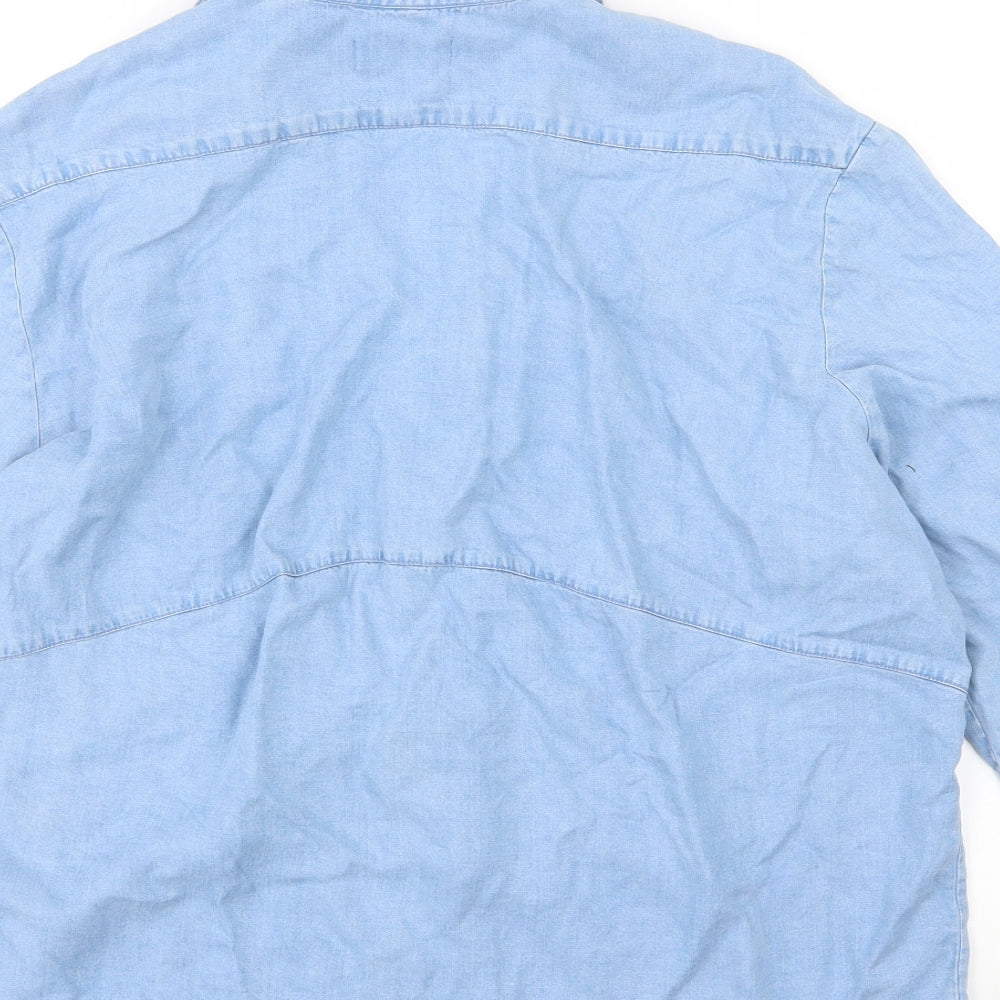 Zara Womens Blue  Denim Basic T-Shirt Size M