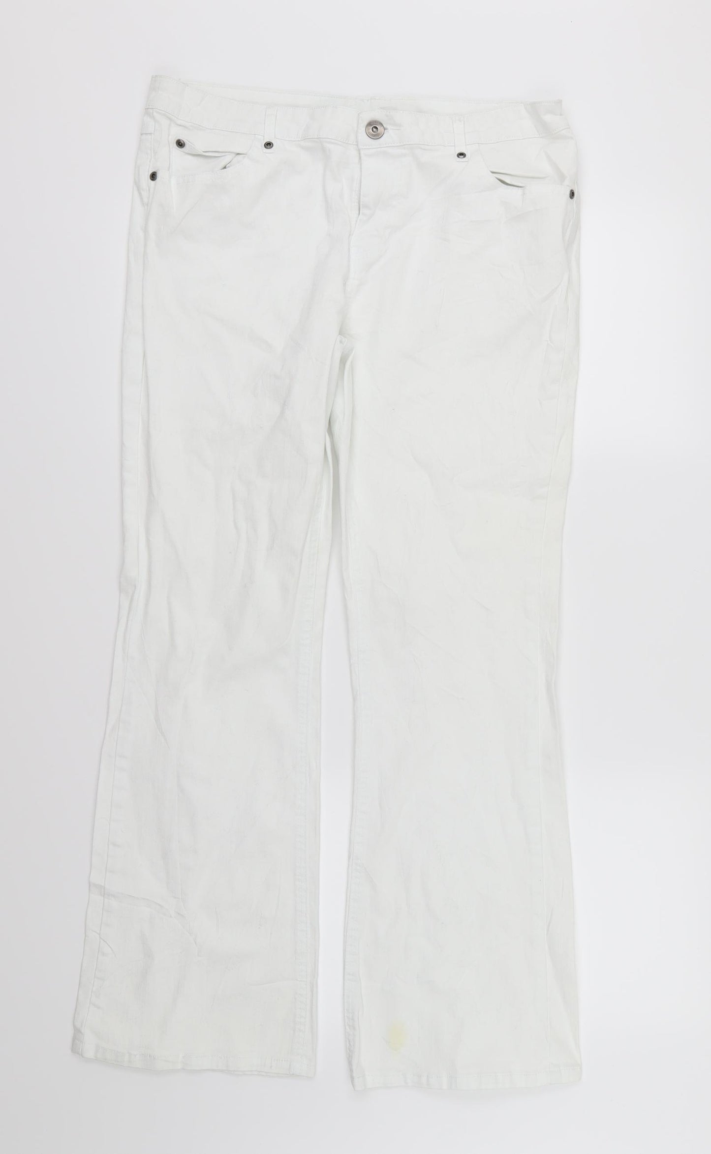 Matalan Womens White  Denim Straight Jeans Size 14 L32 in