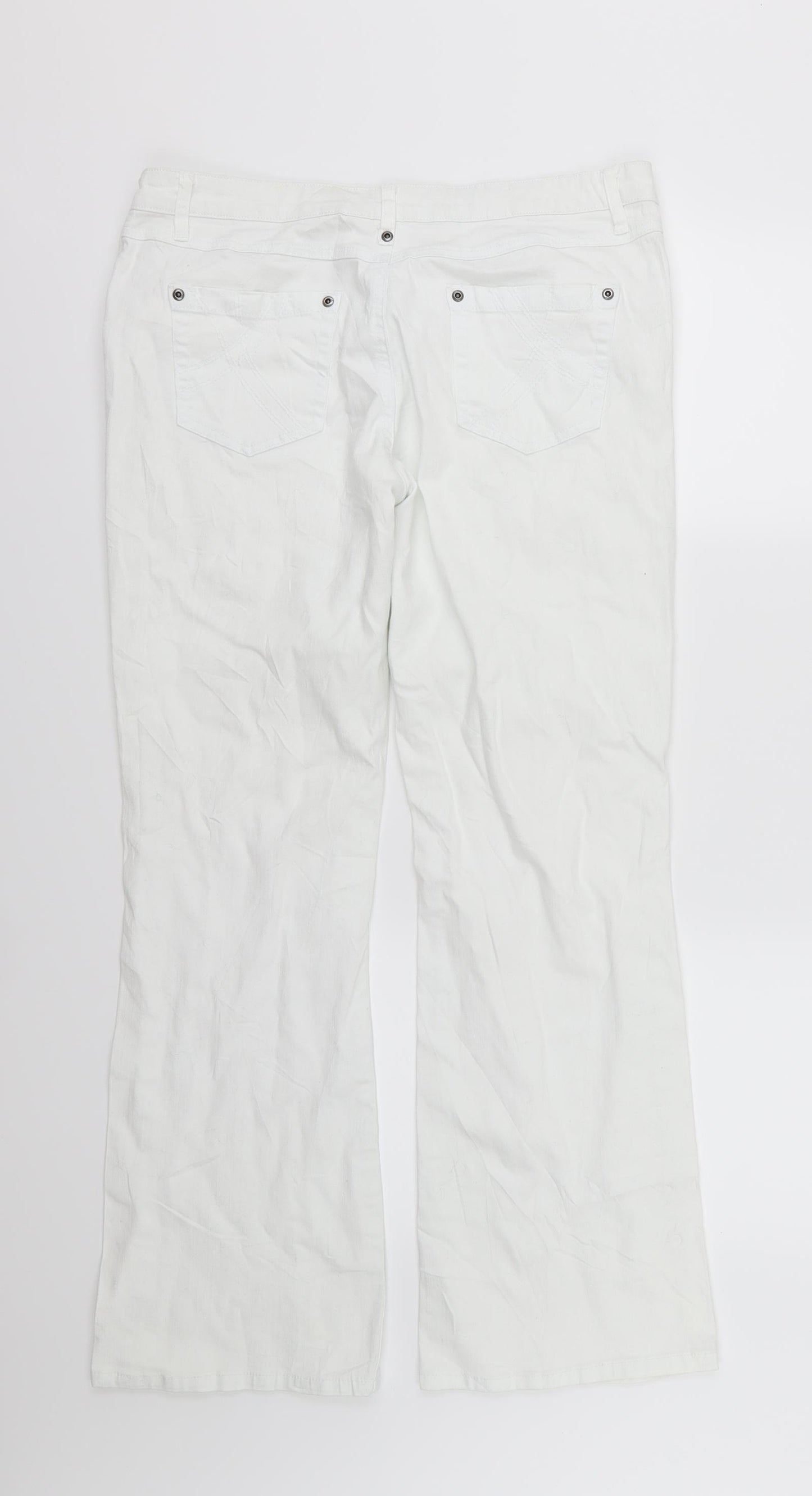 Matalan Womens White  Denim Straight Jeans Size 14 L32 in