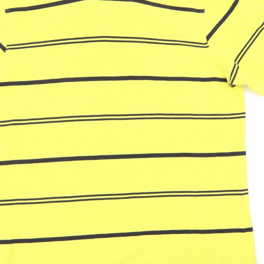 Maine New England Mens Yellow Striped   Polo Size M