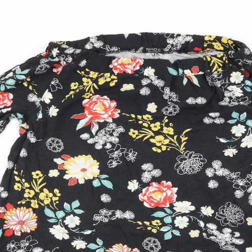 Piano C  Womens Black Floral  Basic Blouse Size L
