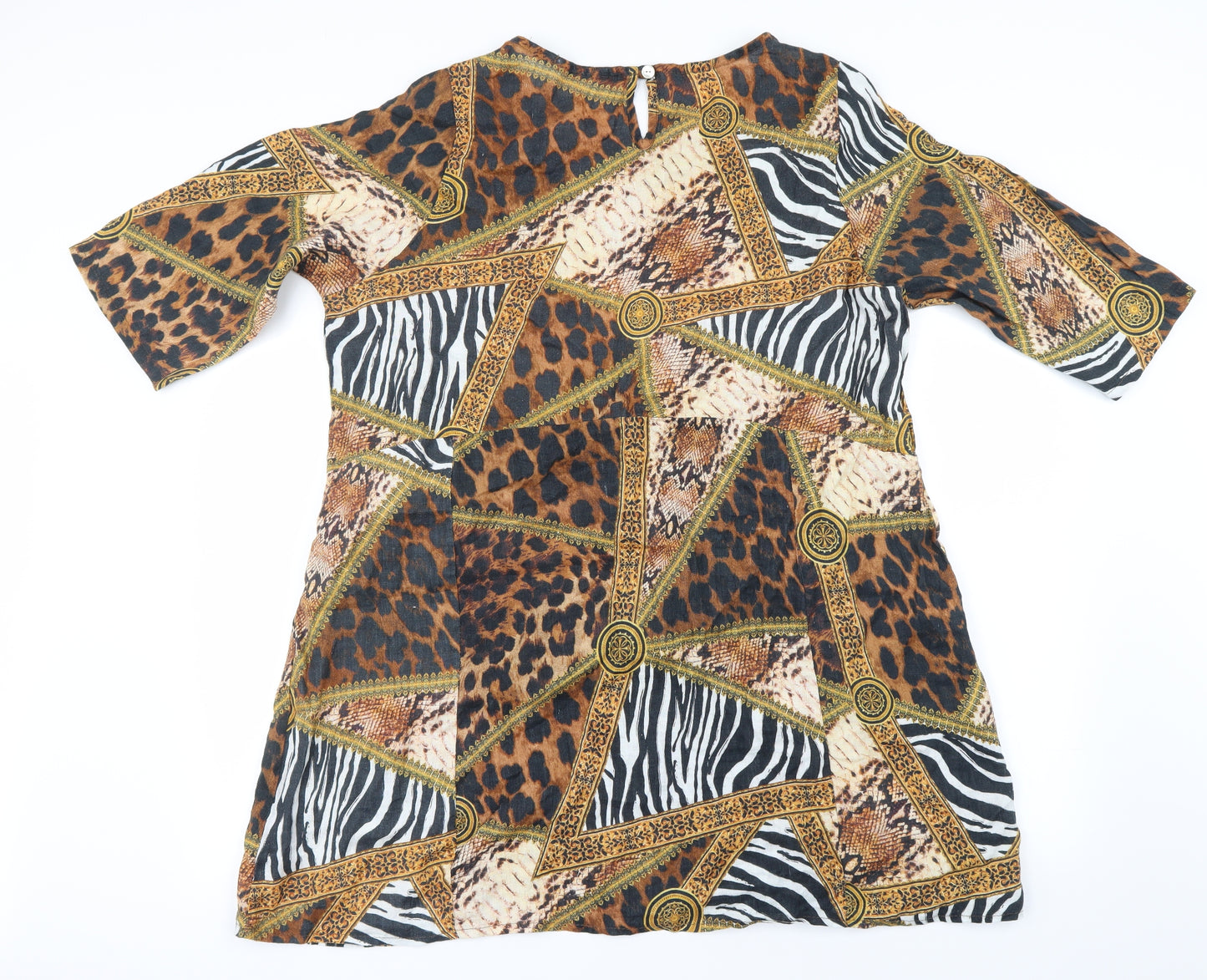 anna melan Womens Beige Animal Print  Basic Blouse Size 2XL
