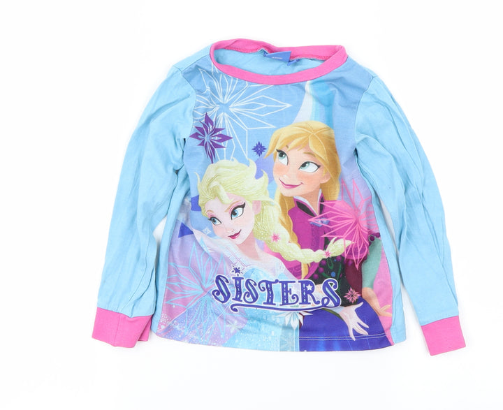 Disney Girls Blue Basic T-Shirt Size 3-4 Years