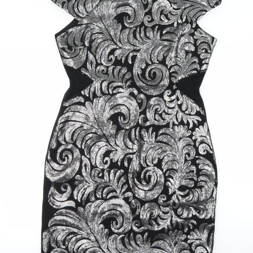 Amy Childs Collection  Womens Black Floral  A-Line