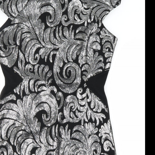 Amy Childs Collection  Womens Black Floral  A-Line
