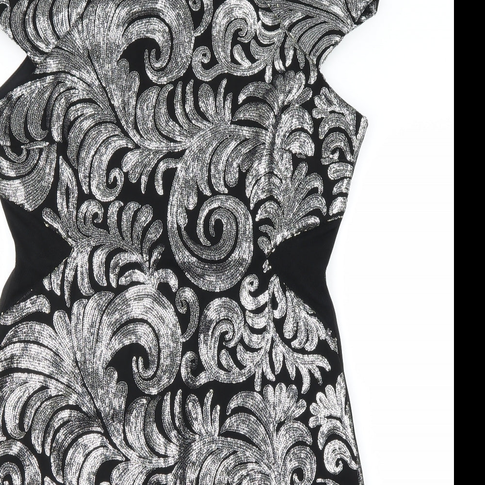 Amy Childs Collection  Womens Black Floral  A-Line
