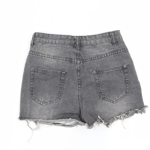 PRETTYLITTLETHING Womens Grey   Cut-Off Shorts Size 6