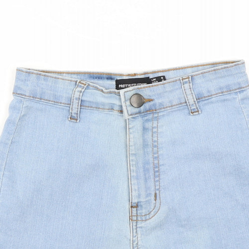 PRETTYLITTLETHING Womens Blue   Cut-Off Shorts Size 4