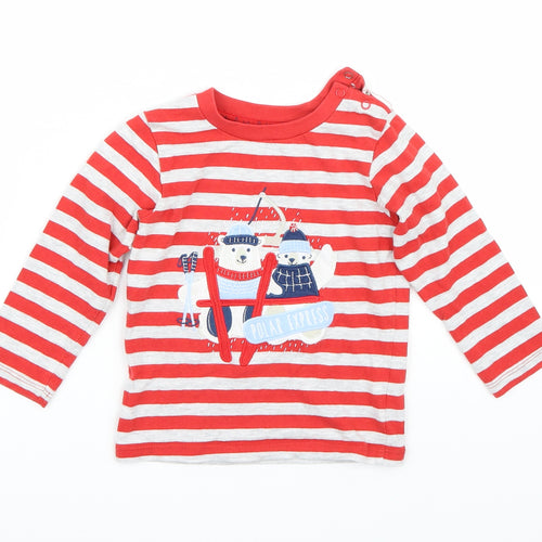 TU Boys Red Striped  Basic T-Shirt Size 2 Years
