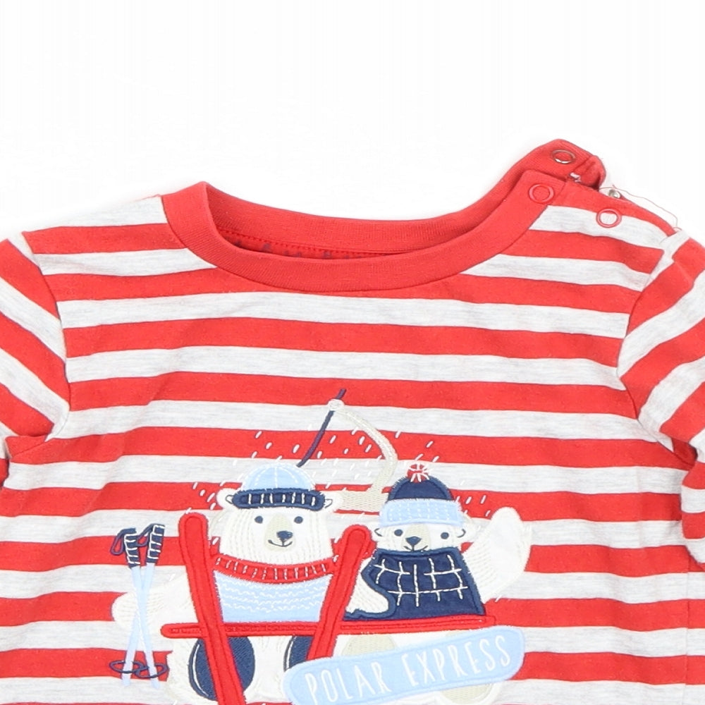TU Boys Red Striped  Basic T-Shirt Size 2 Years