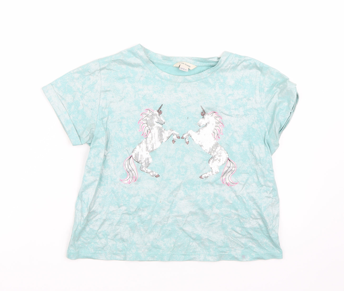 Riverisland Girls Blue   Basic T-Shirt Size 11 Years