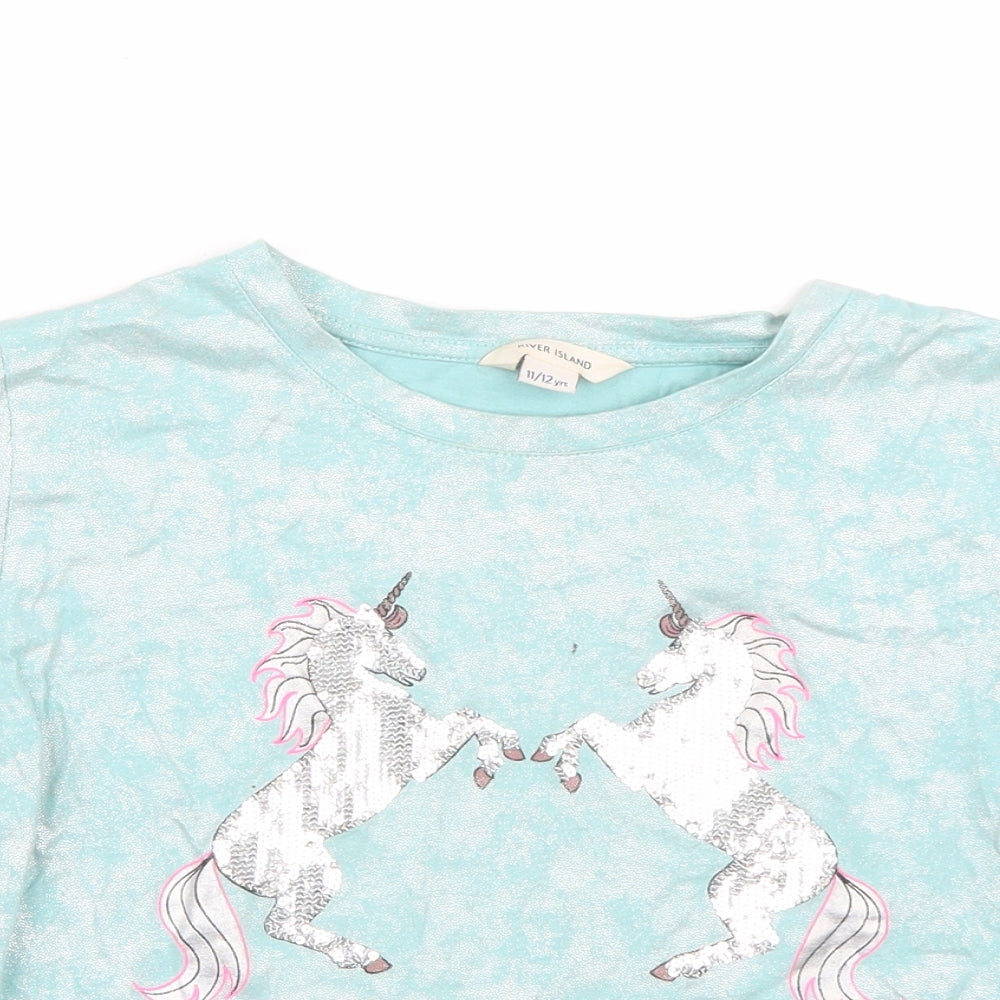 Riverisland Girls Blue   Basic T-Shirt Size 11 Years