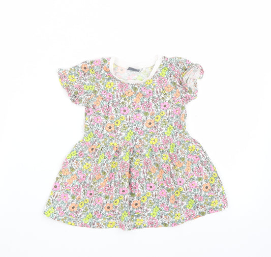 Front view of Next girls’ white floral a-line, size 3-6, months