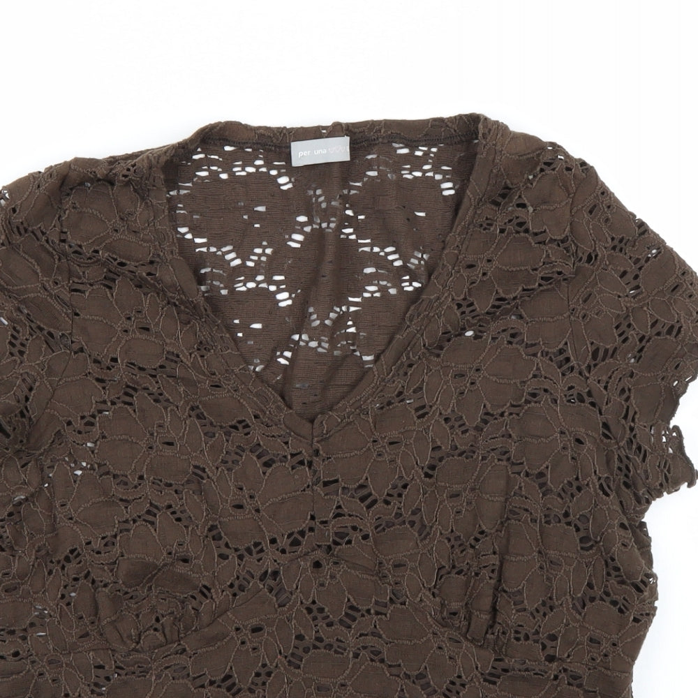 Per Una Womens Brown   Basic T-Shirt Size 18
