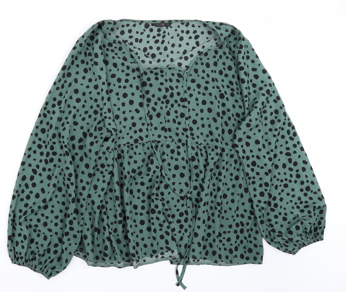 SheIn Womens Green Animal Print  Basic Blouse Size 3XL