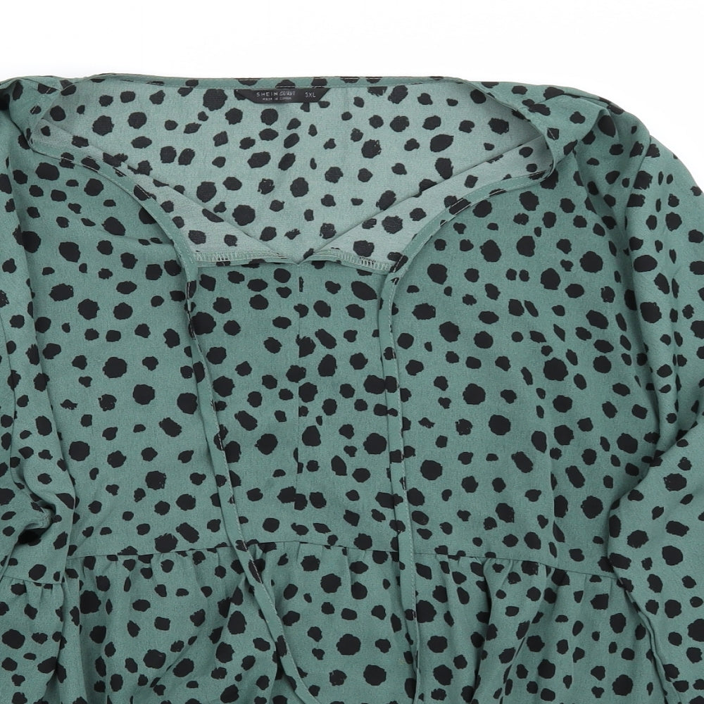 SheIn Womens Green Animal Print  Basic Blouse Size 3XL