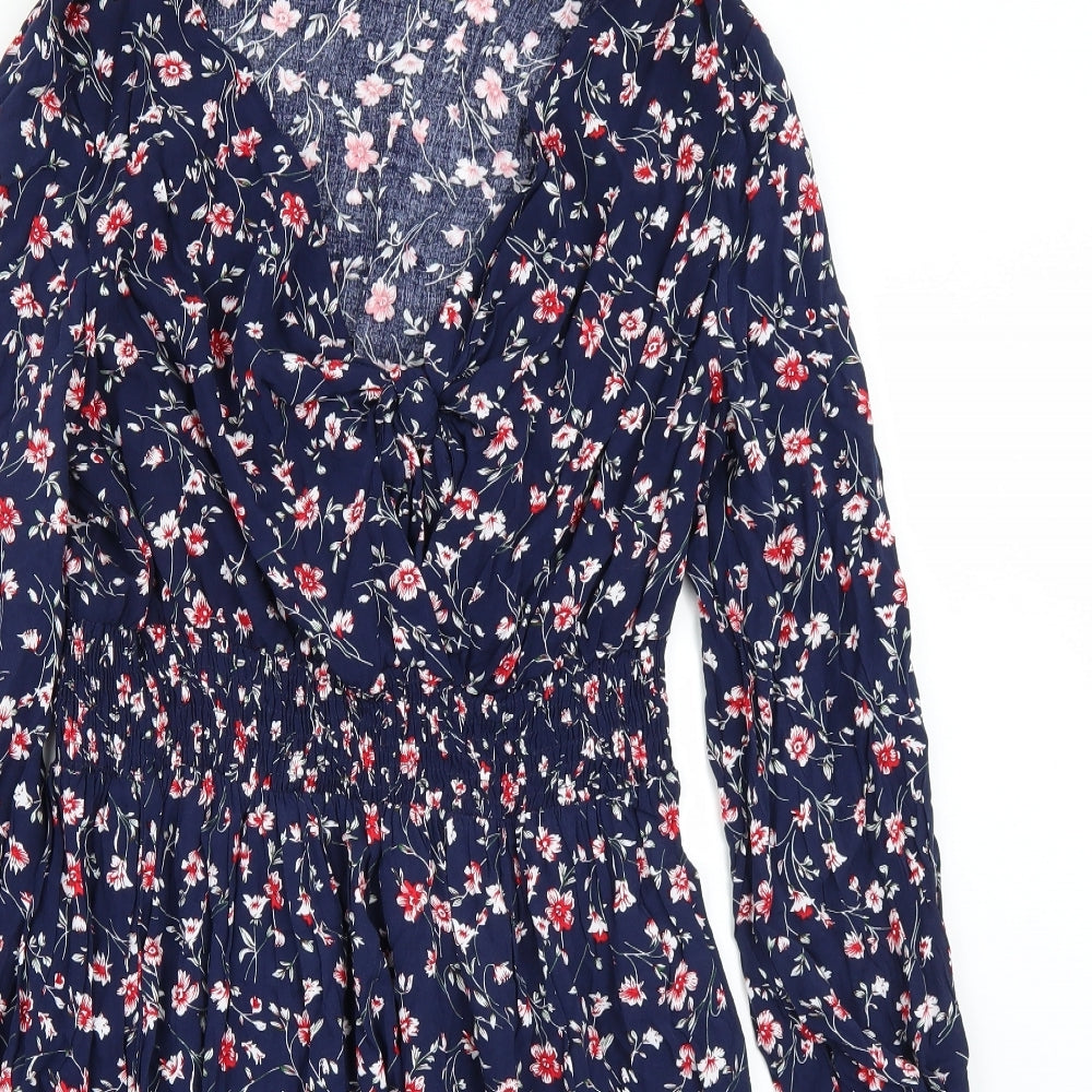 In the Style Womens Blue Floral  A-Line  Size 14