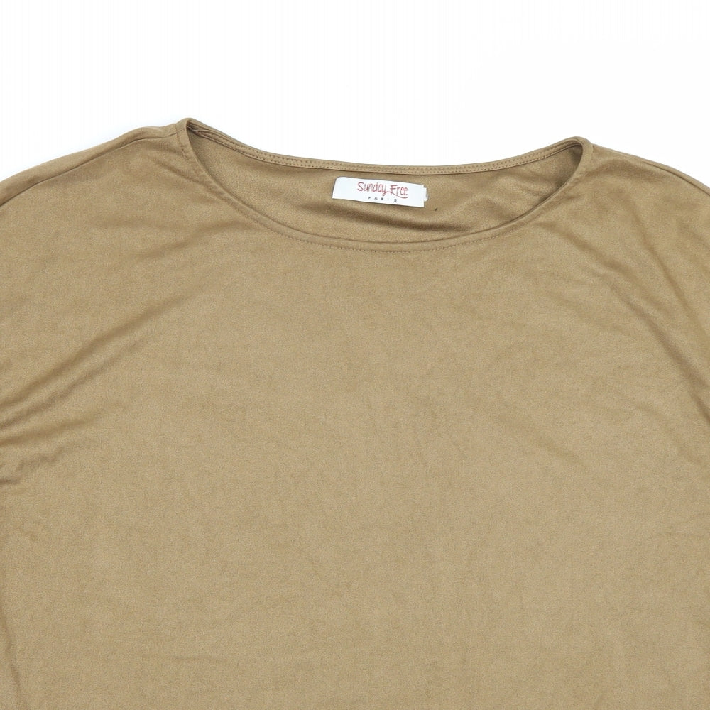 Sunday free Womens Brown   Basic T-Shirt Size M