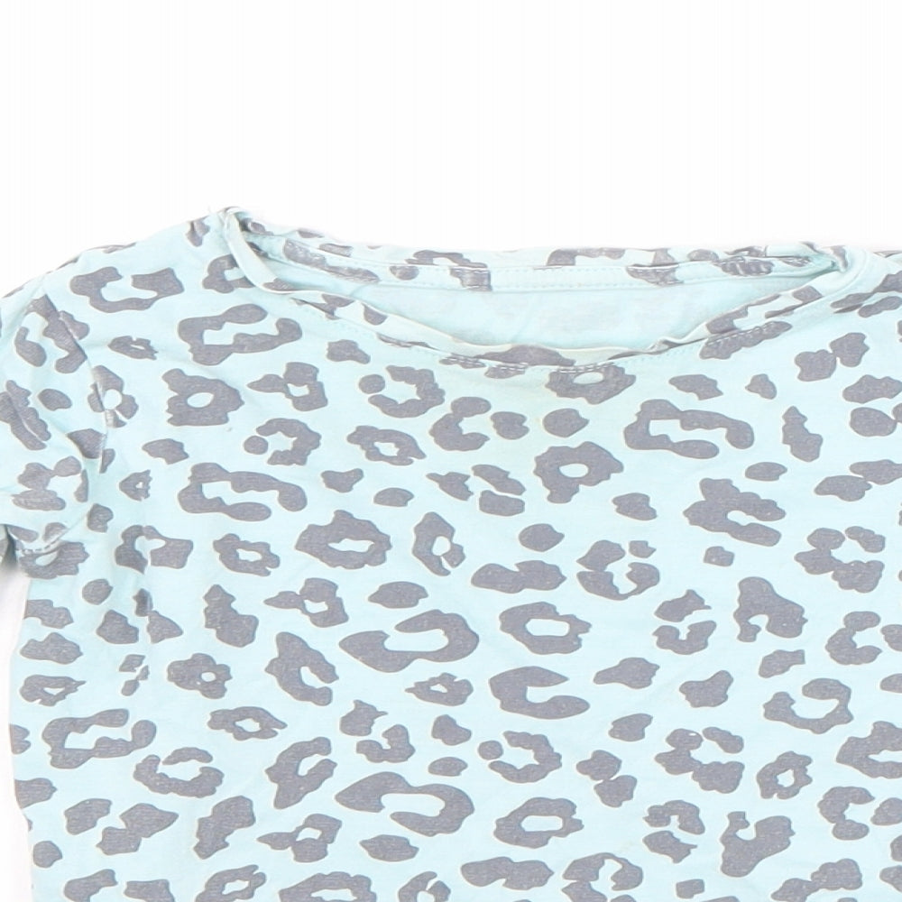 F&F Girls Blue Animal Print  Basic T-Shirt Size 2 Years
