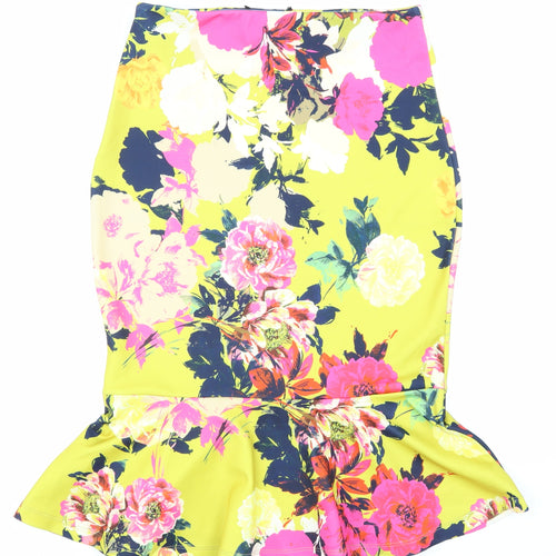Quiz Womens Yellow Floral  Straight & Pencil Skirt Size 12