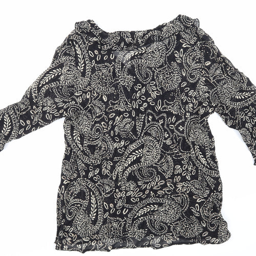 Ann Harvey Womens Black Floral Mesh Basic Blouse Size 20