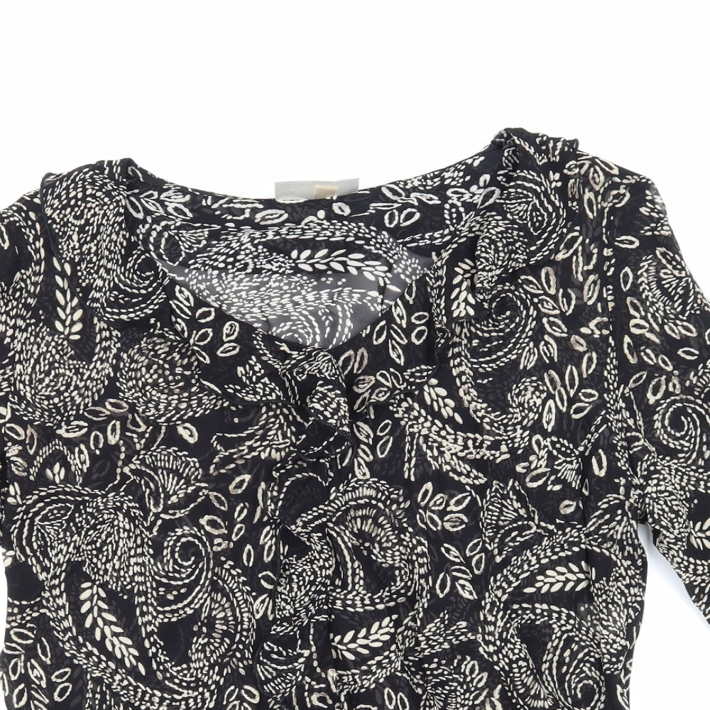 Ann Harvey Womens Black Floral Mesh Basic Blouse Size 20