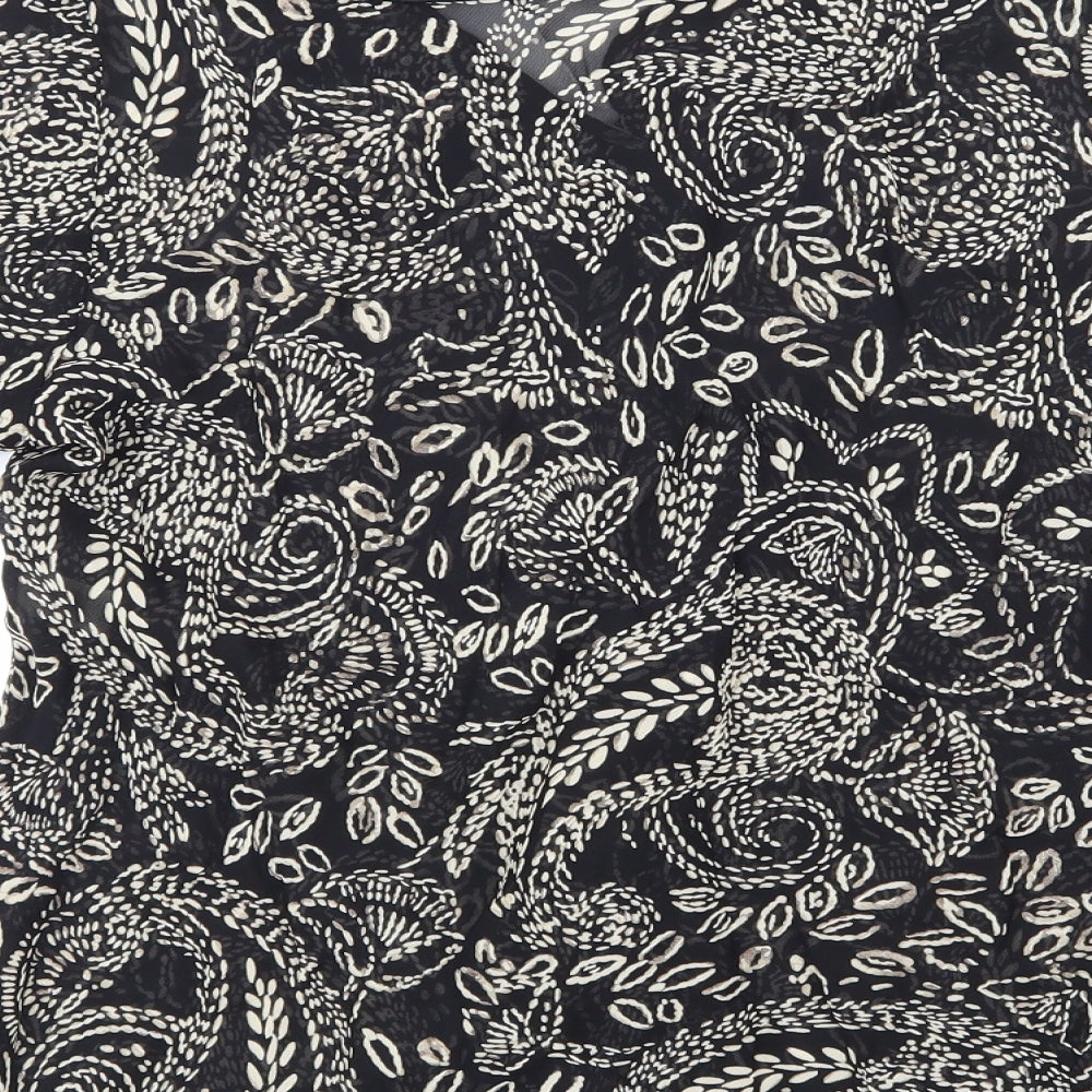Ann Harvey Womens Black Floral Mesh Basic Blouse Size 20
