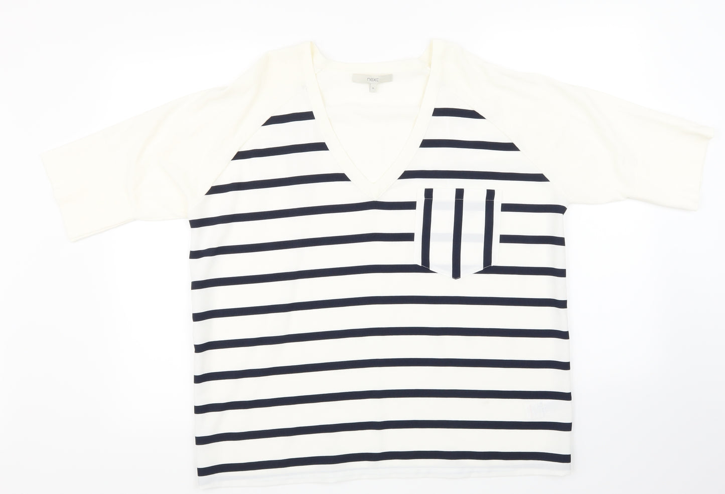 NEXT Womens Beige Striped  Basic T-Shirt Size 18