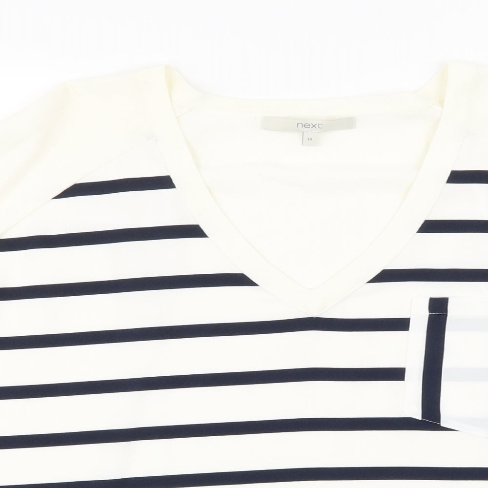 NEXT Womens Beige Striped  Basic T-Shirt Size 18
