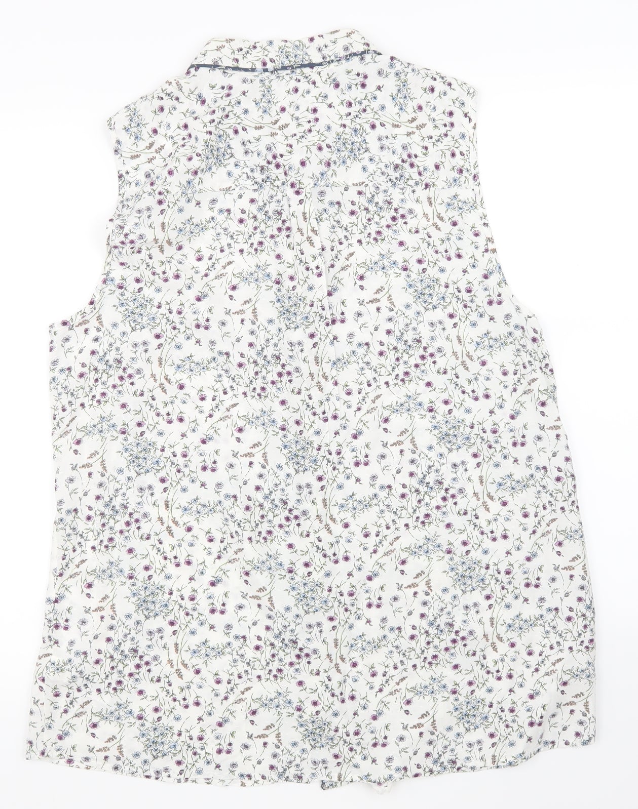 NEXT Womens White Floral  Basic Button-Up Size 18
