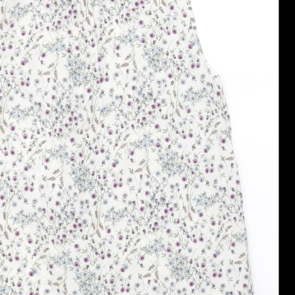 NEXT Womens White Floral  Basic Button-Up Size 18